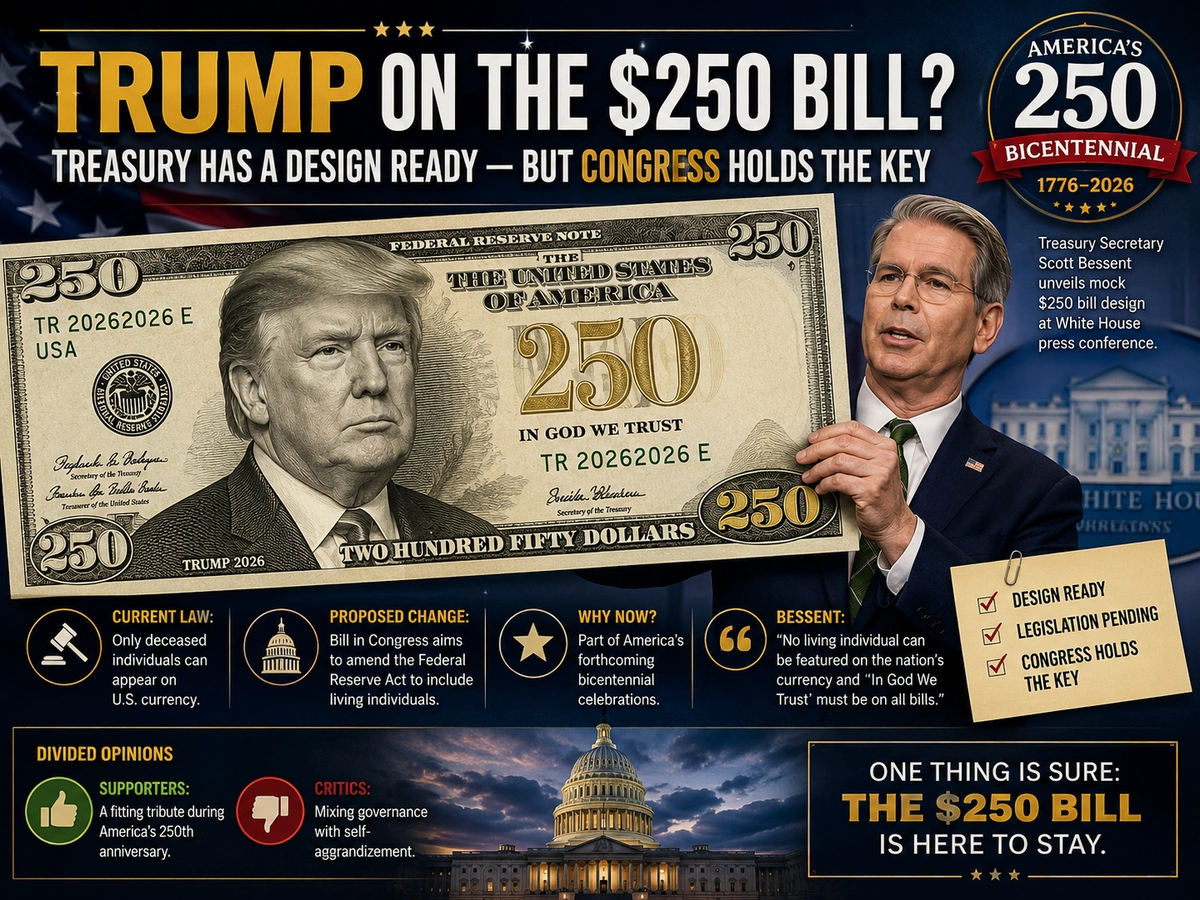 Trump on the $250 Bill? Treasury Has a Design Ready — But Congress Holds the Key
